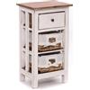 DESIGN DELIGHTS Tavolo in Legno Riciclato, con cestini in Rattan e cassetti, 70 x 38 x 28 cm (A x L x P)
