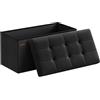 SONGMICS MAZIE Collezione - Cassapanca, Pouf Contenitore da 76 cm, Poggiapiedi Pieghevole, Panca Fondo Letto, Montaggio Facile, per Soggiorno, Camera da Letto, Entrata, Nero Inchiostro LSF047B01