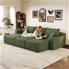 Yihomfy Divano ad angolo modulare, 241 cm, divano letto, divano ad angolo con divano e 2 pouf, divano modulare 5 posti imbottito e profondo per soggiorno, divano a U, divano compresso, L-verde