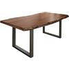 MASSIVMOEBEL24.DE Freeform 5 Tavolo da Pranzo in Legno di Acacia - Laccato Natur/Gambe in Ferro - Argento Mat 200x100x77