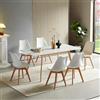 H.J WeDoo Tavolo da pranzo allungabile 120-160cm con 6 sedie in legno bianc