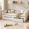 YGHQAP Letto giornaliero allungabile 90/180 x 200 cm, in legno massello con 2 cassetti, divano letto, letto per gli ospiti, letto per bambini, letto matrimoniale, con rete a doghe, senza materasso
