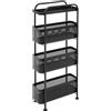 Deurqund Carrello sottile con 4 cesti estraibili, carrello per nicchia, carrello da cucina sottile, in acciaio al carbonio, salvaspazio, versatile, per cucina, bagno, soggiorno