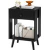 YMYNY Comodino, Tavolino da Notte, Tavolino Salotto, Cassetto in tessuto, Scomparto Aperto, Moderno, Struttura Semplice, per Camera da Letto, Soggiorno, Nero HST012B