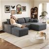 Yihomfy 241 cm Divano ad angolo a forma di U, divano a forma di U, divano ad angolo modulare 4 posti con pouf, divano a U convertibile per soggiorno, seduta profonda, senza montaggio, R-Grey