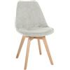 CLP Sedia da Pranzo Linares Plastic I Tessuto I Velluto I Corda I Aspetto Pelle I Poltrona con Struttura in Legno, Colore:Grigio Chiaro, Materiale:Cordone