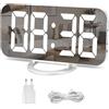U-Picks Sveglia digitale, a specchio, grande display LED da 6,5, con modalità dimmer per la misurazione della luminosità, luminosità regolabile, 4 porte di ricarica USB per camera da letto, soggiorno