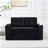 Kelodan Divano a 2 posti con portabicchieri, tasche laterali, cuscini, in velluto a coste, senza cornice, pouf doppio, pouf grande, nero