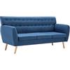 vidaXL Divano a 3 Posti Imbottito in Stoffa 172x70x82 cm Blu Canapé Dormeuse