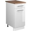 Vicco Mobile base per lavello/piano cottura Fame-Line, Bianco lucido/Bianco, 40 cm, PL Rovere, Utilizzo flessibile - adatto per piano cottura o lavello