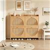 BNUZ Scarpiera moderna, 120 x 24 x 90 cm, 8 scomparti, 2 ganci, in MDF, ante in vimini, colore legno naturale, per corridoio, soggiorno, ufficio
