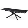 Cribel George Tavolo Allungabile con Piano in Gres Porcellanato Effetto Marmo Patagonia Nero-Gold e Gambe Nere, Tavolo da Pranzo Moderno 160-240x90x75 cm