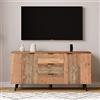 LULUWA Credenza da cucina, buffet, TV, con ripiani regolabili, cassettiera, armadio verticale a tre cassetti, per soggiorno, sala da pranzo, camera da letto, vintage, marrone, 140 cm (marrone rustico)