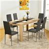 ZZINOKE Set Tavolo e Sedie da Pranzo, 1 Tavolo e 6 Sedie, Tavolo Rettangolare: 140x70x75cm, Sedie: 40x39x98cm, adatto Sala da Pranzo, Cucina e Soggiorno