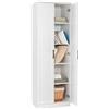 GIANTEX Mobile portaoggetti a 5 livelli, armadio alto con 2 ante e 2 ripiani regolabili, base rialzata, cerniere, credenze, credenze, armadio moderno per soggiorno, cucina, camera da letto (bianco)