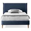 EVERGREENWEB MATERASSI & BEDS EVERGREENWEB Letto Piazza e Mezzo in doghe in legno con Testata e rivestimento in tessuto Blu | facile da montare |Adatto per materasso cm 120x200 | Letto di Design |Mod. Parigi