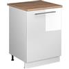 Vicco Mobiletto base cucina Fame-Line, Bianco lucido/Bianco, 60 cm 1 anta con piano di lavoro