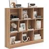 COSTWAY Libreria a 10 Cubi, Organizzatore di Stoccaggio a 3 Ripiani con 2 Kit Anti-Ribaltamento, Scaffale Multiuso in Legno per Soggiorno Camera da Letto Ufficio, 120x24x104 cm (Naturale)
