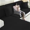 YSTELLAA Copriseduta Divano Elasticizzato, Copri Seduta Divano Antiscivolo, Universale Copridivano Cuscini Separati, Sofa Seat Cover Lavabili(3 Posti, Nero)