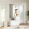 VIVCA Armadio alto 85 x 40 x 180 cm con specchio e scarpiera, armadietto da corridoio, appendiabiti, armadio portaoggetti con due ante, vetrina con 5 ripiani, bianco