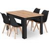 NMK HOME Set Pranzo Tavolo 120x80 PVC 4 Sedie Ecopelle Rovere Sonoma | montaggio semplice, polipropilene, pannello truciolare, design moderno, eleganti, durabilità