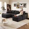Yihomfy Divano ad angolo a forma di U, 241 cm, divano a forma di U, divano ad angolo modulare 4 posti con pouf, divano a U convertibile per soggiorno, seduta profonda, senza montaggio, L-nero