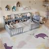 BestAlice Letto Montessori per bambini 90x200 con sponde vano portaoggetti | Letto a terra Timi 2in1 con Protezione anti-caduta, Legno massello di pino con doghe, letto Singolo pavimento 90x200