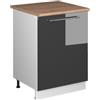 Vicco Mobiletto base cucina Fame-Line, Antracite lucido/Bianco, 60 cm 1 anta con piano di lavoro