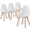 BenyLed Set di 4 Sedie da Pranzo Moderna Sedia Laterale con Sedile in PP e Gambe in Legno di Faggio ideale per Sala da Pranzo, Cucina, Soggiorno, Camera da Letto (Bianca)