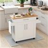 GIANTEX Carrello da Cucina Isola Mobile con Piano di Lavoro, 111 x 40 x 90 cm, in Legno, con Cassetto e Ruote