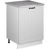 Vicco Mobiletto base cucina Fame-Line, Bianco rustico/Bianco, 60 cm 1 anta con piano di lavoro
