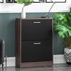 Vida Designs Scarpiera con 2 cassetti, scarpiera, organizer per riporre le scarpe, mobile da ingresso in legno a scomparsa, noce e nero