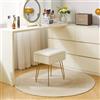 YMYNY Poggiapied, Sgabello Contenitore, Pouf Sgabello Ottoman, Sgabello Velluto Teddy, Pouf in Metallo Dorato, per Casa Soggiorno, Camerino, Camera da Letto 40×30×47CM Bianco HBD031W