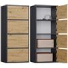 BDW Cassettiera moderna ALMA con 4 ante, 50 x 119 x 40 cm, cameretta dei bambini, soggiorno, corridoio, sistema Tip-ON - Antracite/Rovere Artisan