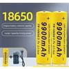 Lerp Batteria al litio 18650 da 9900mAh 3.7V - Grande capacità, ricaricabile + caricabatterie, compatibile con torce, radio e lettori MP3