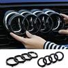 TESLA Per Audi A7 Q2 Q3 Q5 Q8 TT A3 A4 A5 A6, Emblema Logo Adesivo ABS Nero per Cofano Anteriore, Griglia e Bagagliaio Posteriore, Logo a 4 Anelli