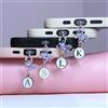 NONE Ciondolo Antipolvere Personalizzato a Forma di Farfalla con Lettere, Accessorio per Telefono Fai-da-Te, Cristallo Iridescente, Interfaccia Type-C, Decorazione Personalizzata con Lettere Inglesi dalla