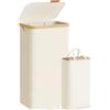 SONGMICS Cesto Portabiancheria SONGMICS con Coperchio, Cesto per Vestiti Sporchi, Sacca Interna Rimovibile, Struttura in Bambù, Ideale per la Camera da Letto, 100 L, Bianco Panna/Grigio Ardesia