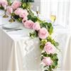 Lewondr Ghirlanda di Eucalipto Artificiale con Fiori - 8 Rose, 1,8M Ghirlande Fiorite Finte, Rampicanti Fiori Artificiali, Senza Manutenzione per Decorazione Tavolo Matrimonio, Sala Feste, Rosa