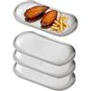 SANQIAHOME 18x8 cm ovale Piattini da antipasto, in acciaio inox Piccoli piatti,Set di 4, argento,Dessert Piatti per Sushi, Frutta forno/Lavabile in lavastoviglie