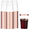 LATERN 50 Pezzi Bicchieri di Plastica Bordati in Oro Rosa, 360ml Bicchieri di Plastica Tazze per Bevande Riutilizzabili Eleganti Bicchieri da Vino per Feste per Champagne Birra Cocktail Martini Soda