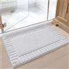 LUMI Tappetino Bagno Morbido Antiscivolo, Tappeto Bagno in Microfibra Super Assorbente, Lavabile in Lavatrice, Asciugatura Rapida, Tappeto Doccia Soffice per Vasca e Bagno, Bianco, 50x80 cm