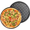 ORAGKE 2PCS Teglie per Pizza da Forno Antiaderenti Rotonde 32cm, Teglia per Pizza Professionale Forata, Acciaio al Carbonio, Resistente fino a 230°C - Ideale per Cuocere Pizze e Focacce Croccanti