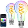 Aigostar Lampadina Alexa, Lampadine Smart E27 RGBW 4.9W 420LM, Smart Bulb A60 Luce Calda 2700K, Lampadine Intelligenti Compatibile con Alexa e Google Home. Lampadina Vintage Filamento WIFI, 2 Unità