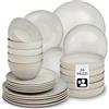 tectake® Set stoviglie 24 pezzi terracotta, servizio piatti 6 persone, set piatti moderni grandi, piccoli, fondi, ciotole, gres smaltato, design moderno, adatto lavastoviglie microonde - Sabbia