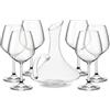 COSE DA CASA Set Decanter Vino 1500ml in Vetro con Manico e 6 Bicchieri Degustazione 530ml Trasparente, Caraffa Elegante e Calici Professionali per Vino Rosso, Kit Completo per Casa e Ristorante