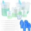 QWORK® Kit di Misurini in Silicone per Resina (1000/500 /250/100 ml) con Accessori Inclusi - Ideale per Mescolare Resine e Creazione Gioielli