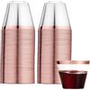 LATERN 60 Pezzi Bicchieri di Plastica Bordati in Oro Rosa, 270ml Bicchieri di Plastica Tazze per Bevande Riutilizzabili Bicchieri da Vino per Feste per Champagne Birra Cocktail Martini (8,9 x 7,1cm)