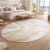 Taidianolp Tappeto Ovale Salotto Moderno Pelo Corto,Astratto Bianco, Giallo, 100 x 200 cm,Tappeti Decorazioni Soggiorno, Camera da Letto,