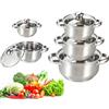Kezidhp Pentole Induzione, Batteria Pentole e Set Pentole, Set da 5 pezzi in acciaio inox compatibile con tutti i piani cottura, con coperchi in vetro, adatto a forno e lavastoviglie